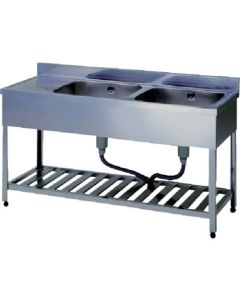 Double-basin-Sink with Drainboard without Back Board 1อัน