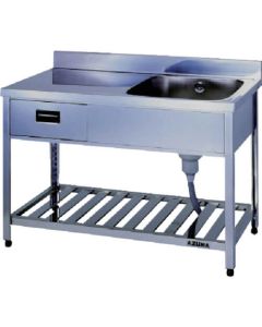 Single-basin Sink with Drainboard & Drawers 1อัน