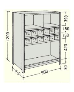 ชั้นวางสินค้าน้ำหนักเบาพร้อมลิ้นชัก W900D450H1200F5