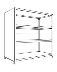 ชั้นวางสินค้าน้ำหนักเบาพร้อมแผ่นหลังและแผ่นข้าง W1200D600H1200F4
