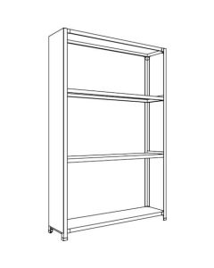 ชั้นวางสินค้าน้ำหนักเบาพร้อมแผ่นหลังและแผ่นข้าง W1200D300H1800F4