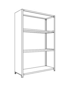 ชั้นวางสินค้าน้ำหนักเบาพร้อมแผ่นหลังและแผ่นข้าง W1200D450H1800F4