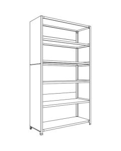 ชั้นวางสินค้าน้ำหนักเบามีแผ่นหลังและแผ่นข้าง W1200D450H2100F6