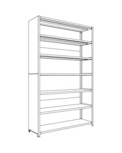ชั้นวางสินค้าน้ำหนักเบามีแผ่นหลังและแผ่นข้าง W1500D450H2400F7