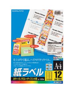 ป้ายกระดาษ LBP (รองรับสีและขาวดำ) A4 100 แผ่น ตัด 12 หน้า
