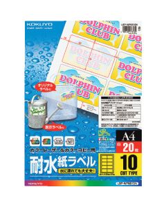 กระดาษสี LBP & ป้ายกระดาษกันน้ำ สำหรับถ่ายเอกสาร A4 20 แผ่น 10 ตัด