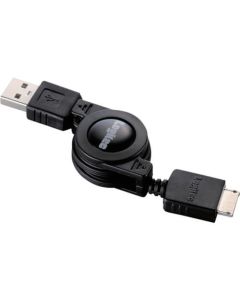 USB A(m)- Walkman port(m)cable/0.7m/for charging and data transfer/retractable/Black 1อัน