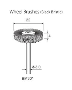 Black Bristle Wheel Brush φ22×4×φ3.0