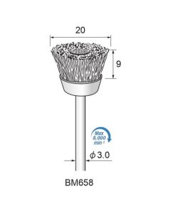 Stainless Steel Wire Cup Brush φ20×9×φ3.0