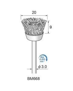 Steel Wire Cup Brush φ20×9×φ3.0