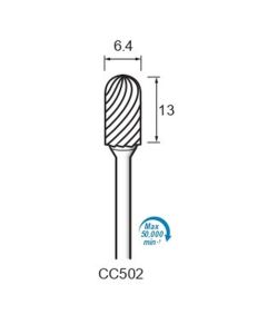 Carbide Cutters Spiral Cut φ6.4×13×φ3.0