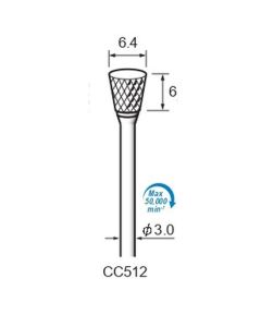 Carbide Cutters Cross Cut φ6.4×6×φ3.0