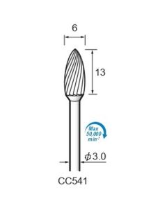Carbide Cutters Laser Spiral Cut φ6×13×φ3.0