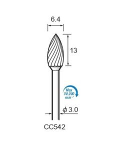 Carbide Cutters Spiral Cut φ6.4×13×φ3.0