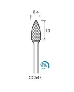 Carbide Cutters Cross Cut φ6.4×13×φ3.0