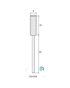 Long Shaft Grinding Stone White WA #100 φ8×25×φ3.0