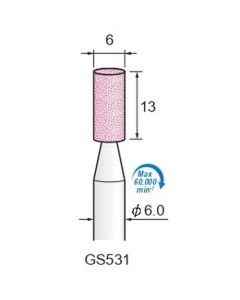 Grinding Stone PA #60 φ6×13×φ6.0