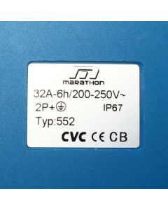 IP67 เพาเวอร์ปลั๊ก-เมียติดสาย 32A 2P+E