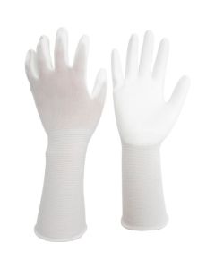 ถุงมือกันฝุ่นต่ำแบบยาว (เคลือบฝ่ามือ) 10 คู่ S