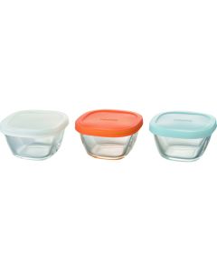 Corner Shaped Small Bowl with silicon-based Cover  ชุดละ 1 ชุด