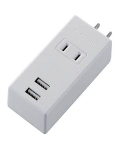 Mobile USB tap แนวตั้ง USB ตัวเมีย x 2 AC x 1 สีขาว