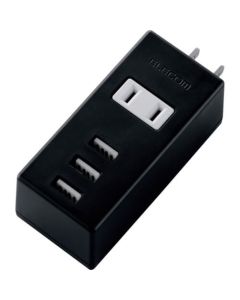 Mobile USB tap แนวตั้ง USB ตัวเมีย x 3 AC x 1 สีดำ