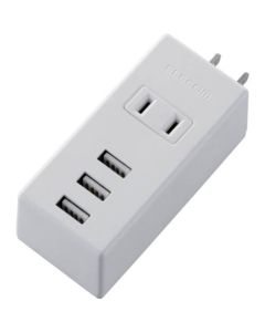 Mobile USB tap แนวตั้ง USB ตัวเมีย x 3 AC x 1 สีขาว