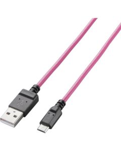 สายเคเบิล microUSB 2A ที่เข้ากันได้ ชนิดบาง 1.2 ม. สีชมพู