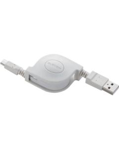 microUSB Cable/2A output/Retractable type/Charging+Sync/0.7m/White 1อัน