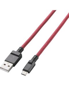 สาย microUSB ความทนทานสูง 2A ที่เข้ากันได้ 0.8 ม. สีแดง