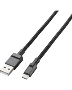 สายเคเบิล microUSB ความทนทานสูง 2A ที่เข้ากันได้ ยาว 1.2 ม. สีดำ