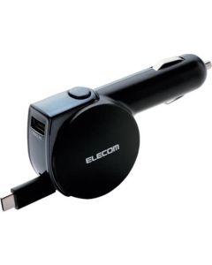 ที่ชาร์จในรถยนต์ (5.4A, Type-C & USB แบบม้วน) 90ซม. สีดำ