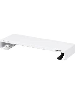 ชั้นวางเดสก์ท็อปพร้อมปลั๊กไฟ + พอร์ต USB (กว้าง 600 x ลึก 200 สีขาว)