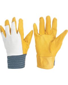 ถุงมือหนังวัว MT-14D ถักหลังเท้า - สีเหลือง