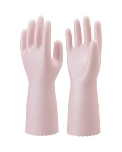 ถุงมือไวนิลคลอไรด์ ผิวสัมผัสนุ่มมือ สีชมพู ขนาดกลาง