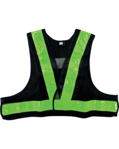 เสื้อกั๊กเซฟตี้ LED (แบบสั้น) สีกรม x มะนาว ฟรี