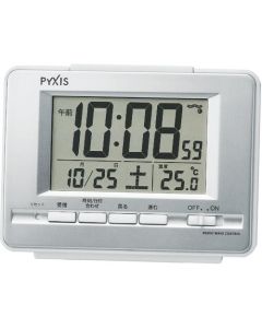 Pixis นาฬิกาปลุกวิทยุ สีเงินเมทัลลิค 90 x 123 x 46 mm