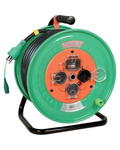 ดรัมไฟฟ้ากันฝนและกันฝุ่น 100V 30m พร้อมสายดินชนิดป้องกันการโอเวอร์โหลดและไฟรั่ว SVCT3.5x3 NW-EK33F