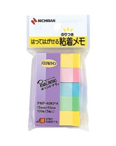 กระดาษโน้ตลายเส้นสีพาสเทล PMF-40KPH 15mm x 45mm