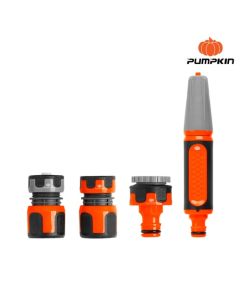 PUMPKIN 42305 ชุดหัวฉีดน้ำ พร้อมข้อต่อ 4 ชิ้น แบบหุ้มยาง 1/2"-5/8" PTT-2ADNS-SET