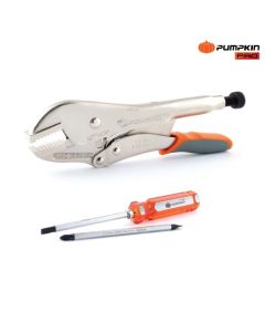 PUMPKIN PRO 14879 คีมล็อคปากโค้ง10"+ไขควง2in1 Quick release PRO-10WRQ+F