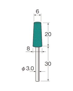 หินเจียรยางกากเพชรสีเขียว เส้นผ่านศูนย์กลางภายนอก (มม.): 6 ขนาดเม็ด (#): 220