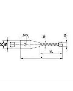 M3 Ø3 mm ruby ball, carbon fibre stem, L 40 mm, ML 31 mm, for Zeiss applications
