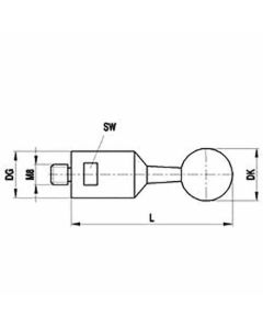 M8 stainless steel Datum sphere with ceramic ball, L 145 mm, for Zeiss applications