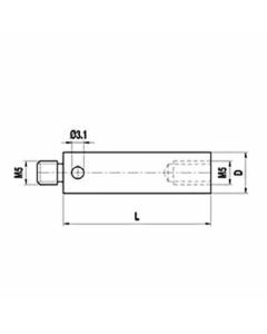 M5 aluminium stylus extension, L 20 mm, D 11 mm, for Zeiss applications