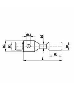 M3 Ø1.5 mm tungsten carbide cylinder, L 11 mm, ML 1.5 mm, for Zeiss applications