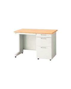 โต๊ะทำงานแขนเดี่ยว RJ-107D-3 WM ลิ้นชักไม้เมเปิลสีขาว D (829879)