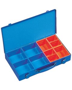 STEEL PARTS BOX 360 x 205 x 54 Blue Tray x 4, Orange Tray x 4