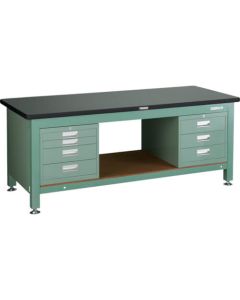 Heavy-Duty Workbench c/w 3 4 Cabinets
