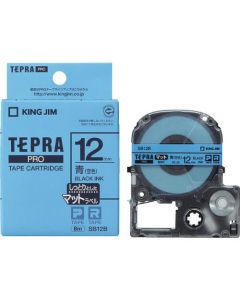 เทปพิมพ์อักษร TEPRA PRO Matte Color Label 12mm (Sky Blue Tape / Black Ink)